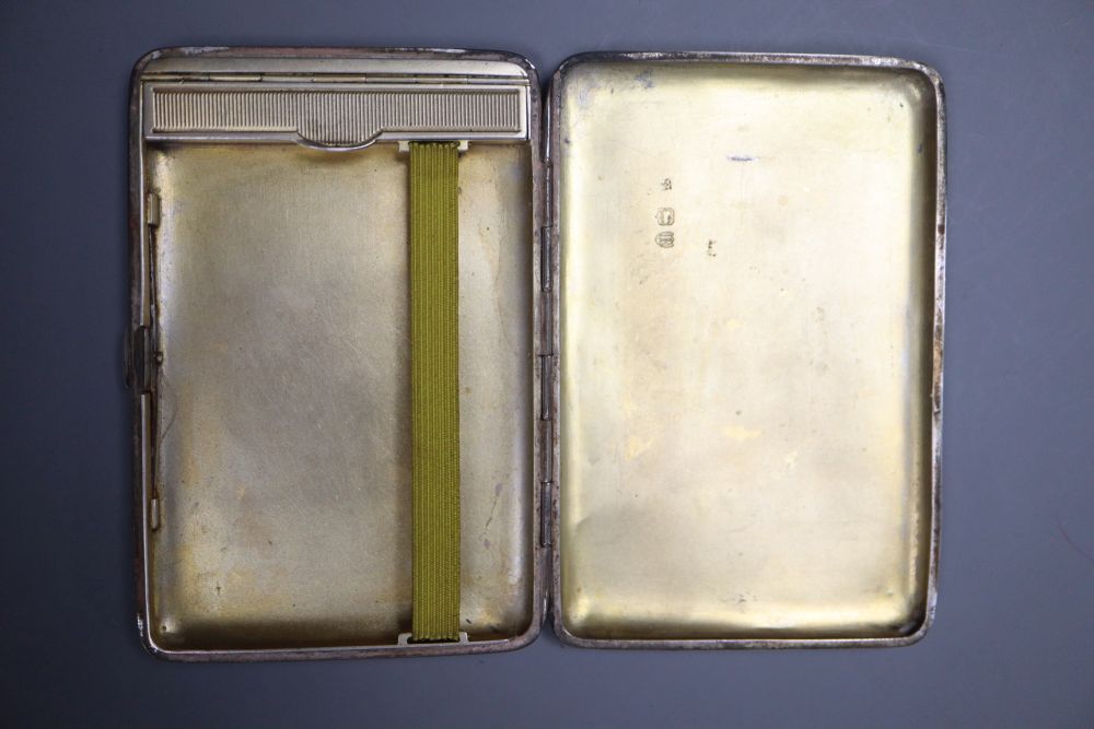 A late Victorian novelty silver and enamel cigarette case/vesta case, modelled as a posted letter, London, 1892, 11.9cm, gross 5.5oz
